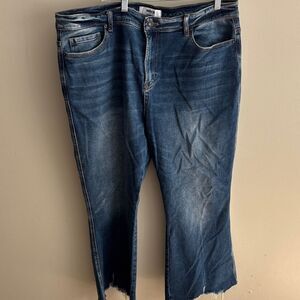 Mica Uneven Hem Crop Flare Jeans  size 18w